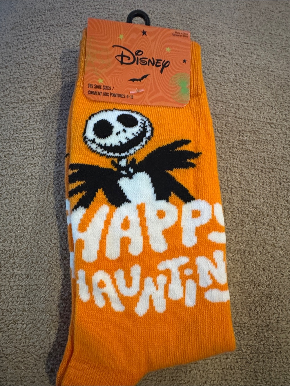 Disney Orange & Black Jack Skellington Halloween Socks